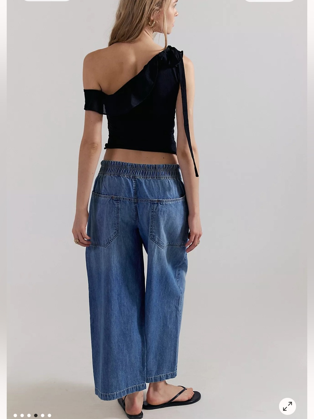 NEW Free People We The Free Easy Peasy Pull-On Wide Leg Drawstring Denim Pants S - Picture 2 of 9